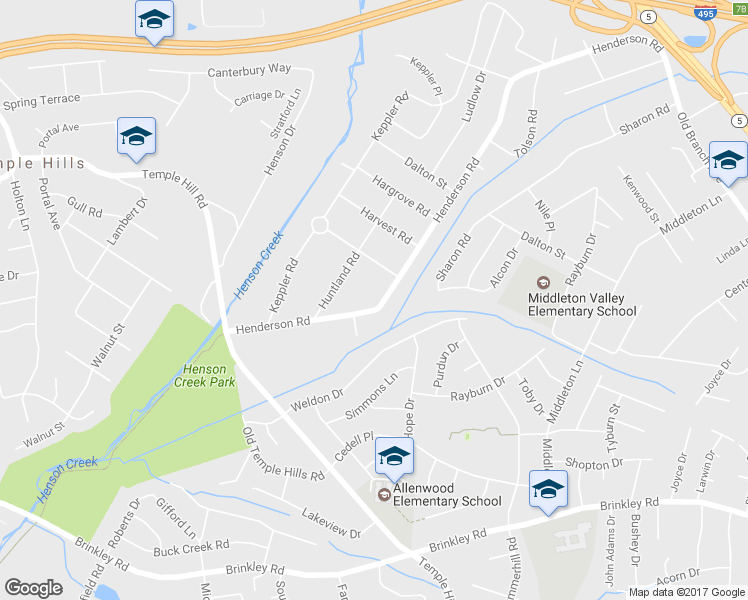 map of restaurants, bars, coffee shops, grocery stores, and more near 4500 Henderson Rd in Temple Hills