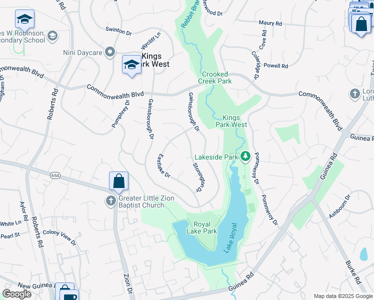 map of restaurants, bars, coffee shops, grocery stores, and more near 5230 Stonington Drive in Fairfax