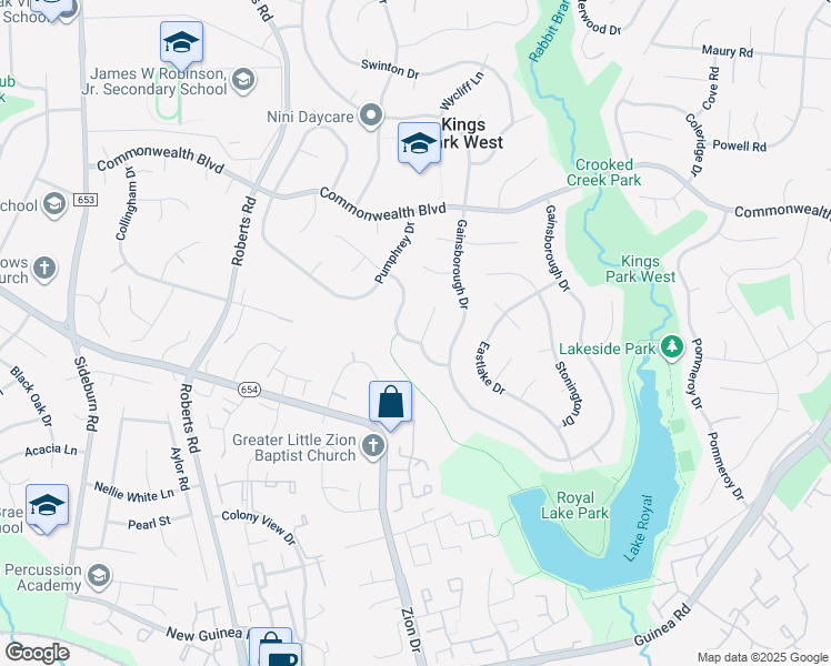 map of restaurants, bars, coffee shops, grocery stores, and more near 5212 Claridge Court in Fairfax