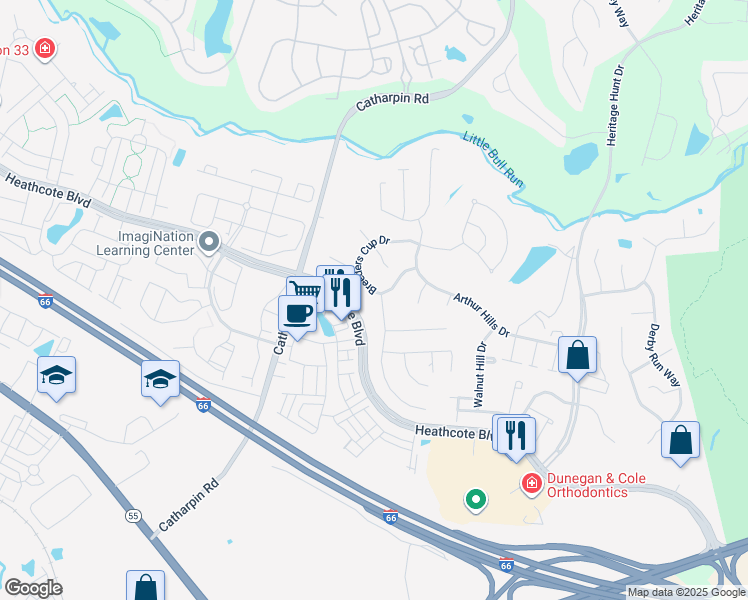 map of restaurants, bars, coffee shops, grocery stores, and more near 14040 Breeders Cup Drive in Gainesville