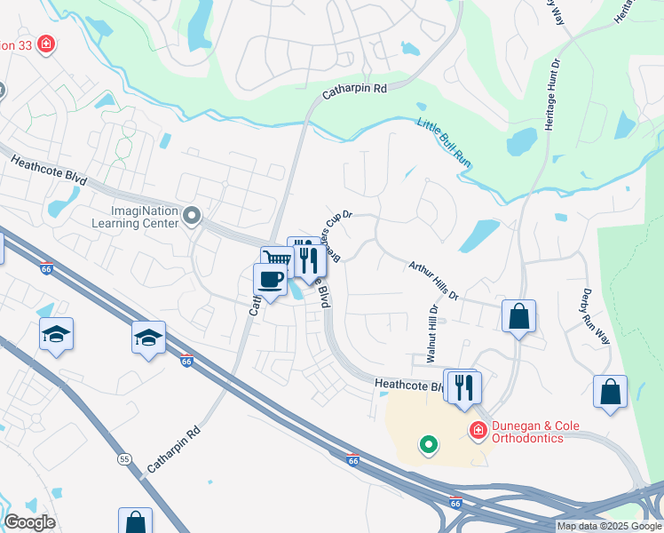 map of restaurants, bars, coffee shops, grocery stores, and more near 14036 Breeders Cup Drive in Gainesville