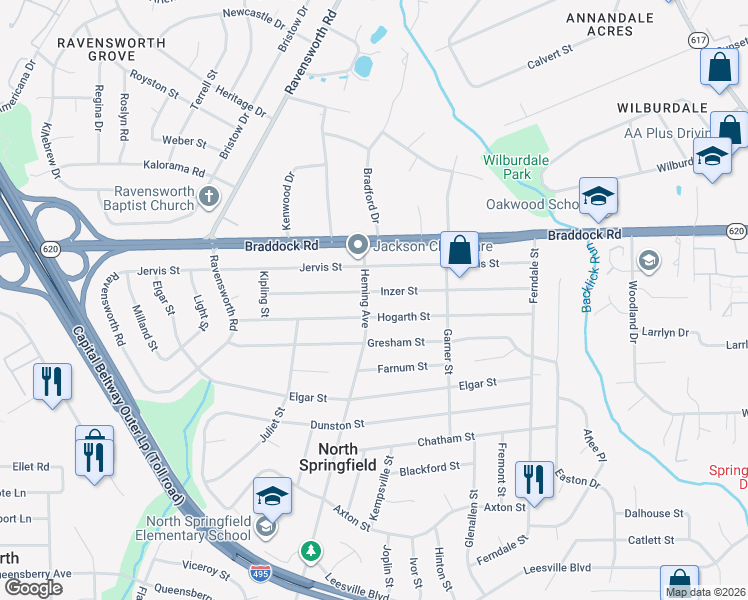 map of restaurants, bars, coffee shops, grocery stores, and more near 5206 Heming Avenue in Springfield