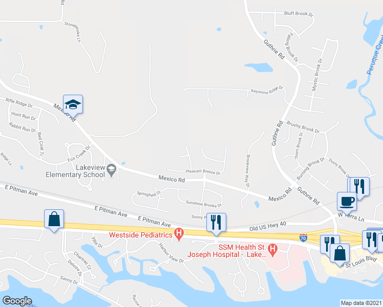 map of restaurants, bars, coffee shops, grocery stores, and more near 310 Misty Brook Drive in O'Fallon