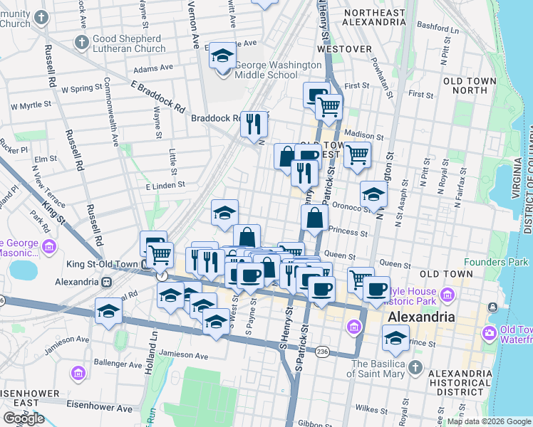 map of restaurants, bars, coffee shops, grocery stores, and more near 101 Independence Avenue Southeast in Washington