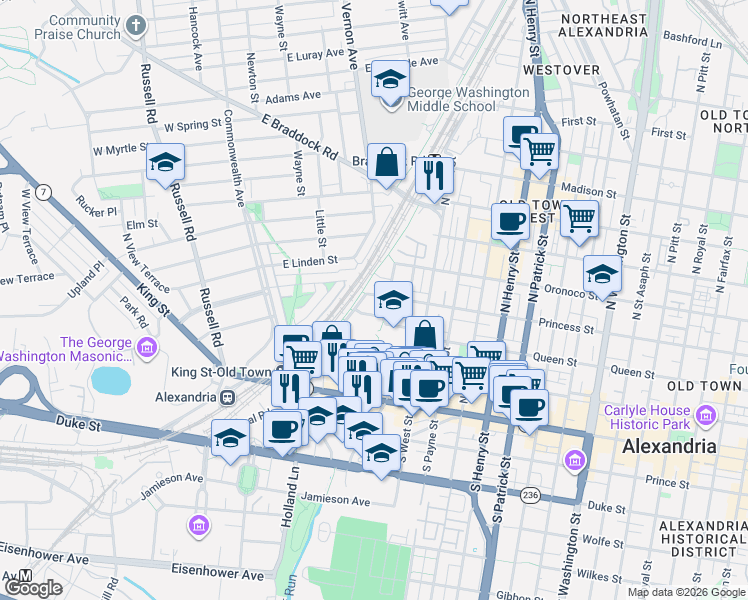 map of restaurants, bars, coffee shops, grocery stores, and more near 101 Independence Avenue Southeast in Washington