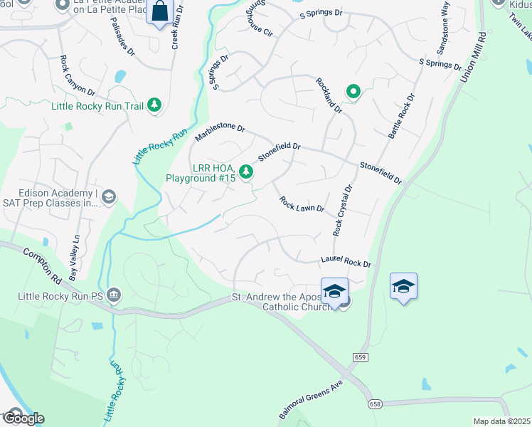 map of restaurants, bars, coffee shops, grocery stores, and more near 13813 Laurel Rock Ct in Clifton