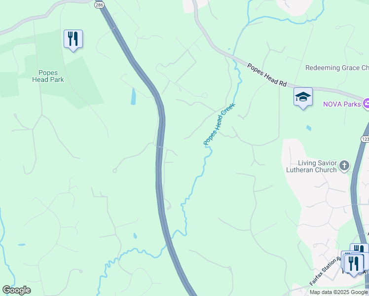map of restaurants, bars, coffee shops, grocery stores, and more near 5504 West Ridge View Drive in Fairfax