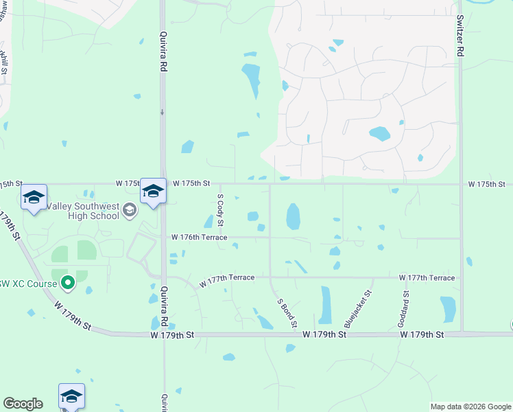 map of restaurants, bars, coffee shops, grocery stores, and more near 17600 South Bond Street in Olathe