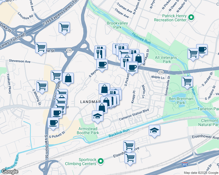 map of restaurants, bars, coffee shops, grocery stores, and more near 273 South Pickett Street in Alexandria