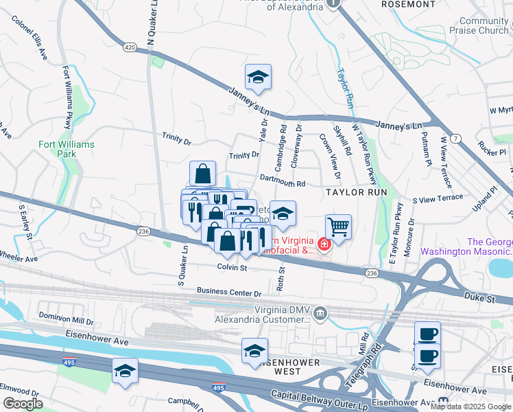 map of restaurants, bars, coffee shops, grocery stores, and more near 200 Ellsworth Street in Alexandria