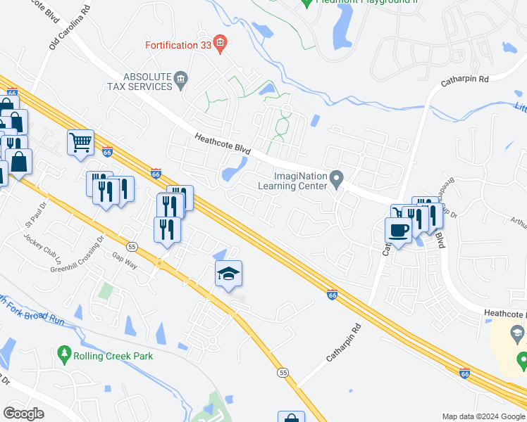 map of restaurants, bars, coffee shops, grocery stores, and more near 6920 Stanwick Square in Gainesville
