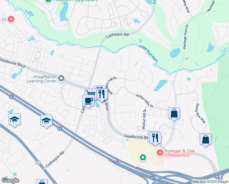 map of restaurants, bars, coffee shops, grocery stores, and more near 14047 Breeders Cup Dr in Gainesville