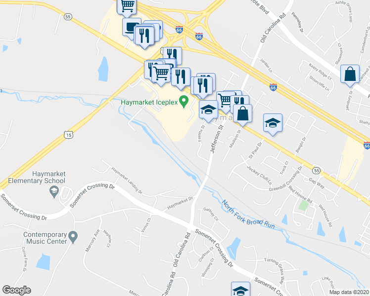 map of restaurants, bars, coffee shops, grocery stores, and more near in Haymarket