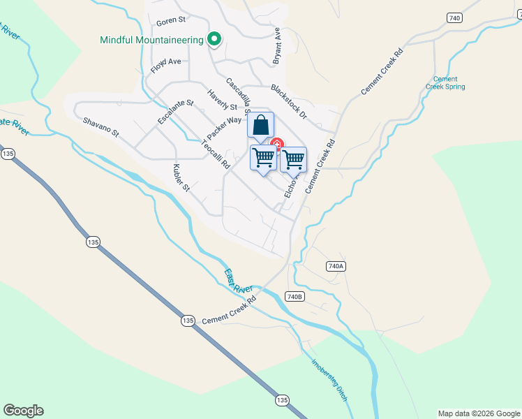 map of restaurants, bars, coffee shops, grocery stores, and more near 73 Endner Place in Crested Butte