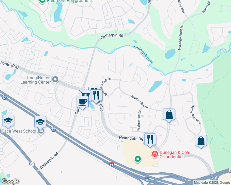 map of restaurants, bars, coffee shops, grocery stores, and more near 14064 Breeders Cup Drive in Gainesville