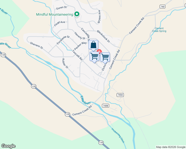 map of restaurants, bars, coffee shops, grocery stores, and more near 73 Endner Place in Crested Butte