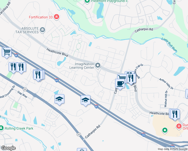 map of restaurants, bars, coffee shops, grocery stores, and more near 14268 Newbern Loop in Gainesville