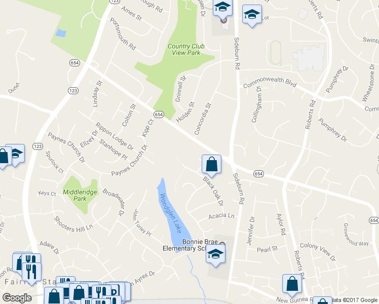 map of restaurants, bars, coffee shops, grocery stores, and more near 10603 Zion Drive in Fairfax