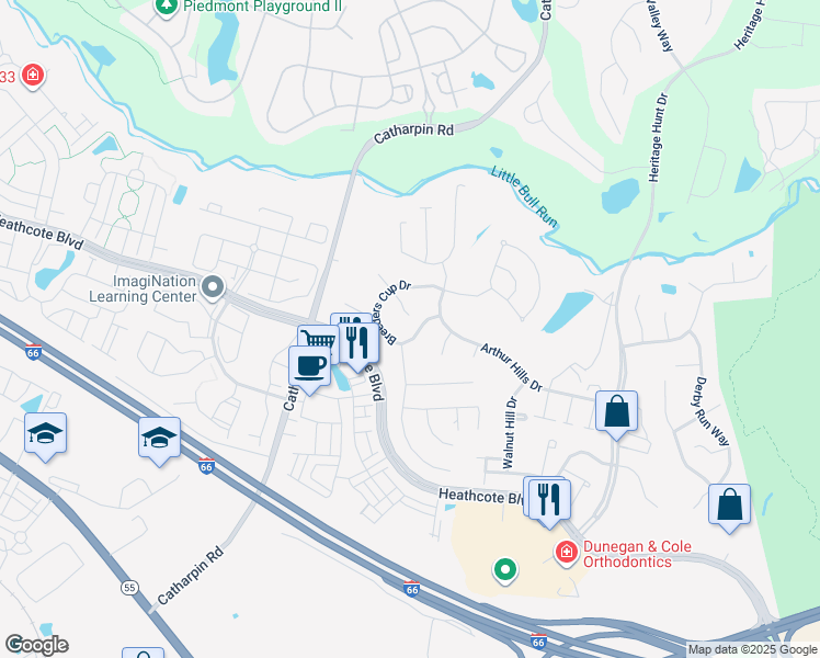 map of restaurants, bars, coffee shops, grocery stores, and more near 14061 Breeders Cup Drive in Gainesville