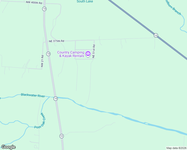 map of restaurants, bars, coffee shops, grocery stores, and more near 50 Northeast 375th Road in Warrensburg