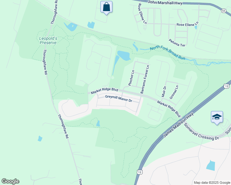 map of restaurants, bars, coffee shops, grocery stores, and more near 15876 Mackenzie Manor Drive in Haymarket