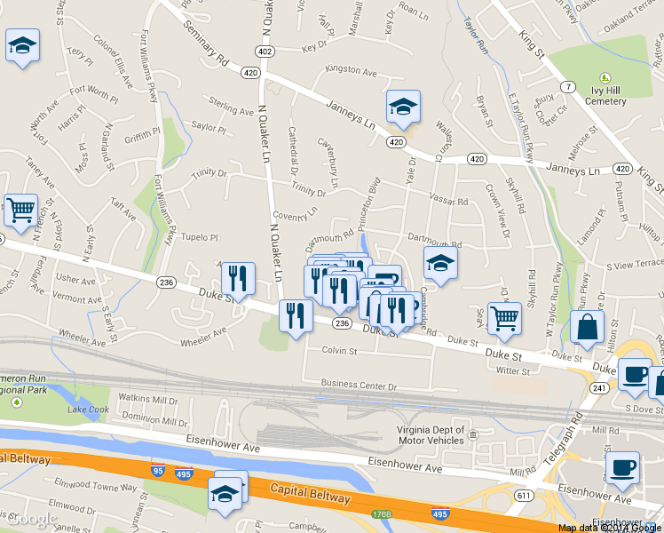 map of restaurants, bars, coffee shops, grocery stores, and more near 101 Independence Avenue Southeast in Washington