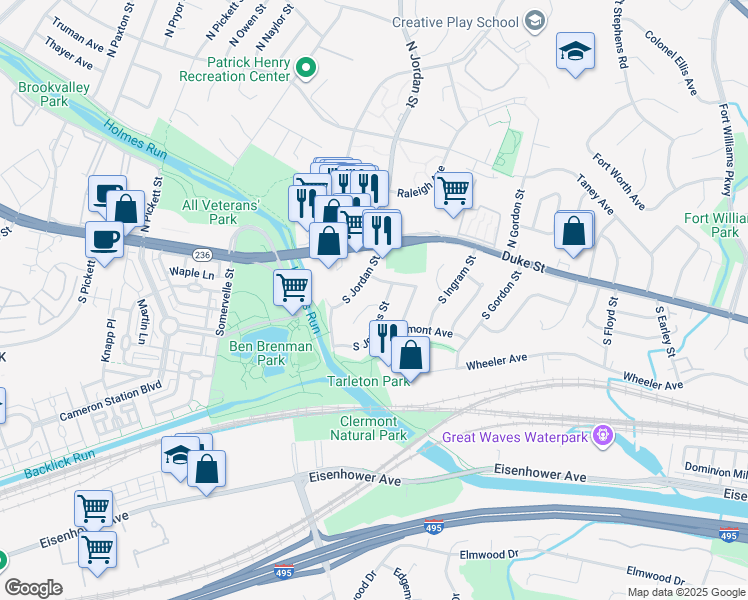 map of restaurants, bars, coffee shops, grocery stores, and more near 113 Jasper Place in Alexandria