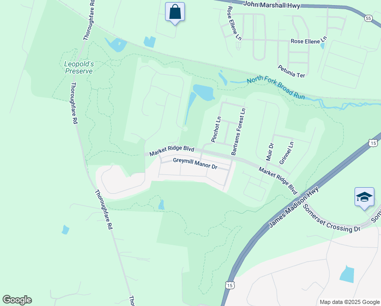 map of restaurants, bars, coffee shops, grocery stores, and more near 15876 Mackenzie Manor Drive in Haymarket
