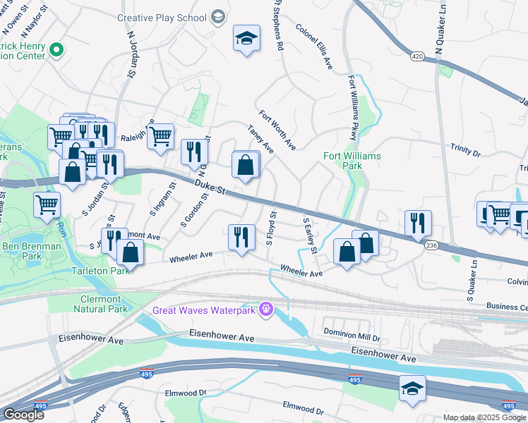 map of restaurants, bars, coffee shops, grocery stores, and more near 2 Fendall Avenue in Alexandria
