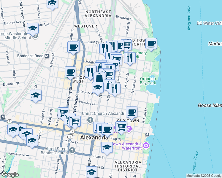 map of restaurants, bars, coffee shops, grocery stores, and more near 101 Independence Avenue Southeast in Washington