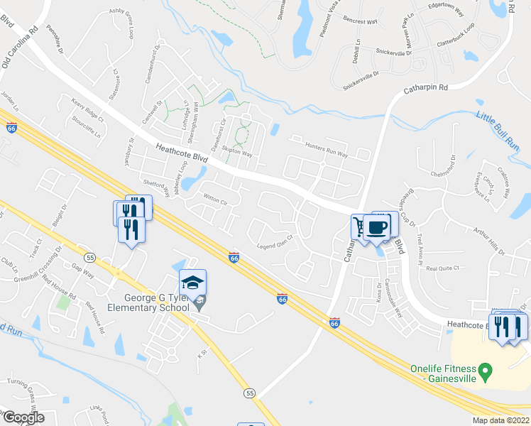 map of restaurants, bars, coffee shops, grocery stores, and more near 14309 Newbern Loop in Gainesville