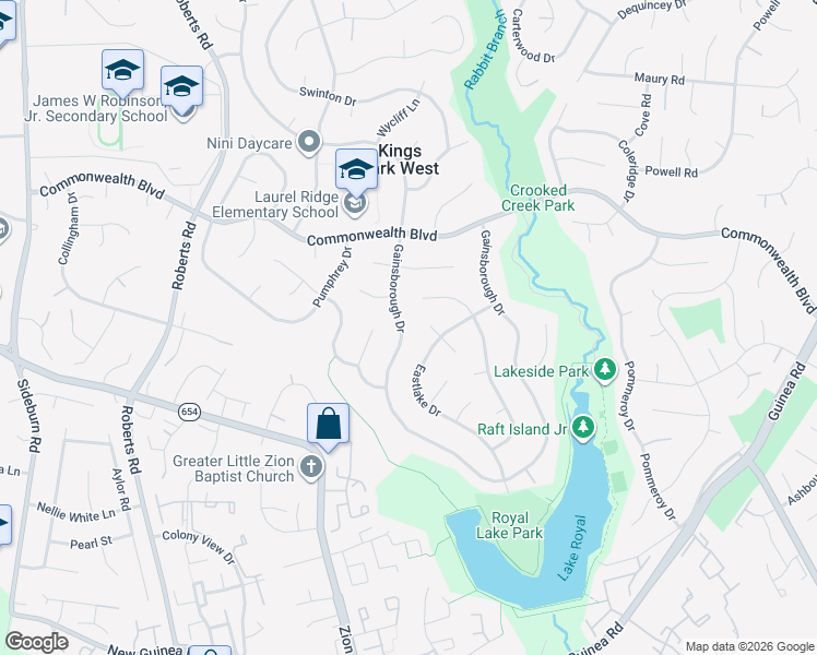 map of restaurants, bars, coffee shops, grocery stores, and more near 5207 Gainsborough Drive in Fairfax