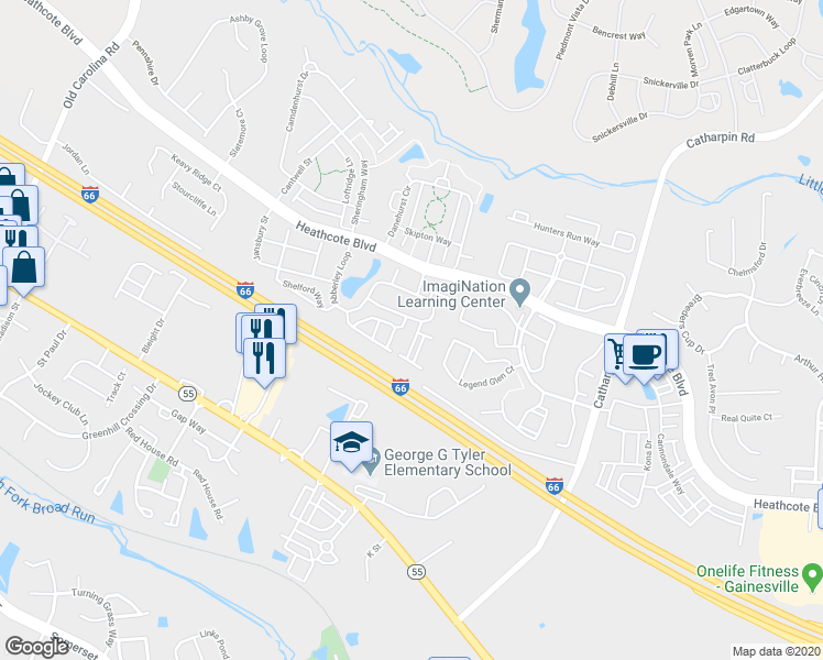 map of restaurants, bars, coffee shops, grocery stores, and more near 6904 Stanwick Square in Gainesville