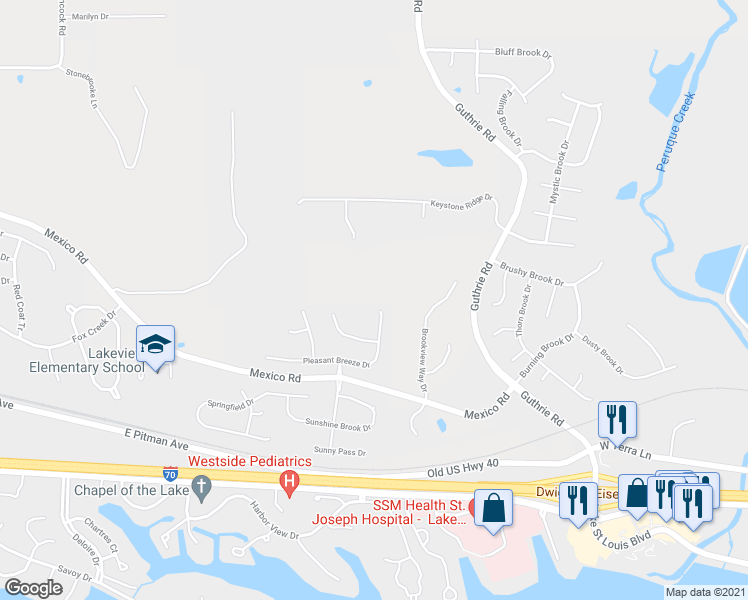 map of restaurants, bars, coffee shops, grocery stores, and more near 457 Pleasant Breeze Drive in O'Fallon