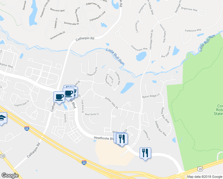 map of restaurants, bars, coffee shops, grocery stores, and more near 6618 Everbreeze Lane in Gainesville
