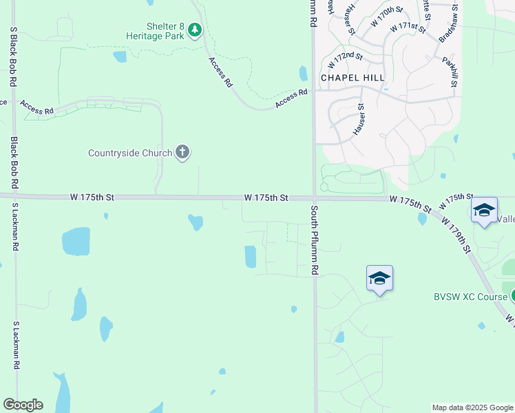 map of restaurants, bars, coffee shops, grocery stores, and more near 13725 West 175th Street in Olathe