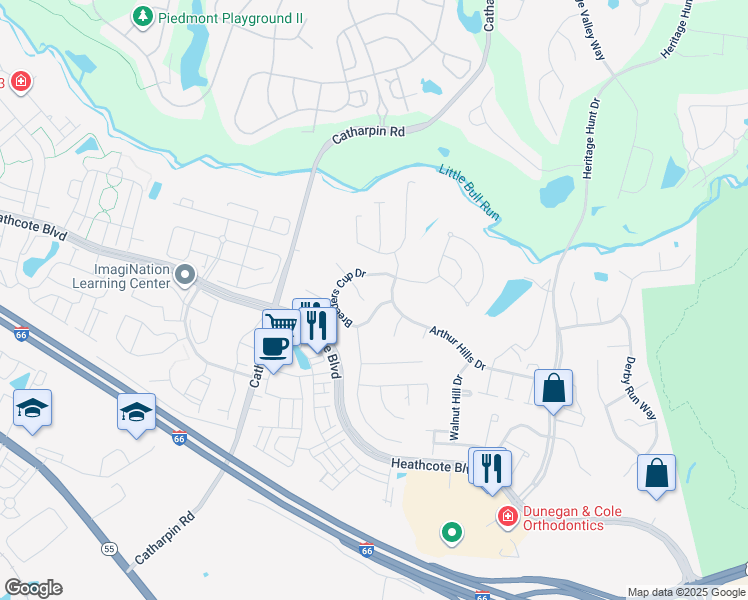 map of restaurants, bars, coffee shops, grocery stores, and more near 14073 Breeders Cup Drive in Gainesville