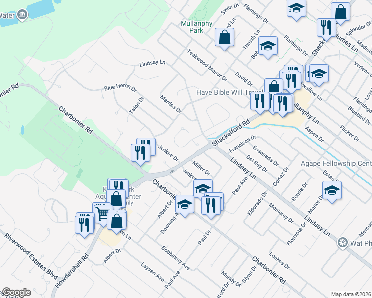 map of restaurants, bars, coffee shops, grocery stores, and more near 817 Torero Lane in Florissant
