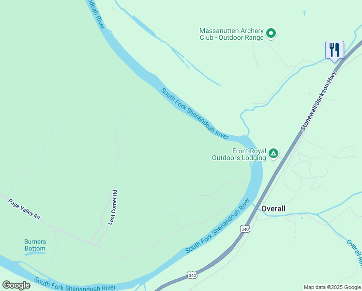 map of restaurants, bars, coffee shops, grocery stores, and more near 814 Lost Corner Road in Luray
