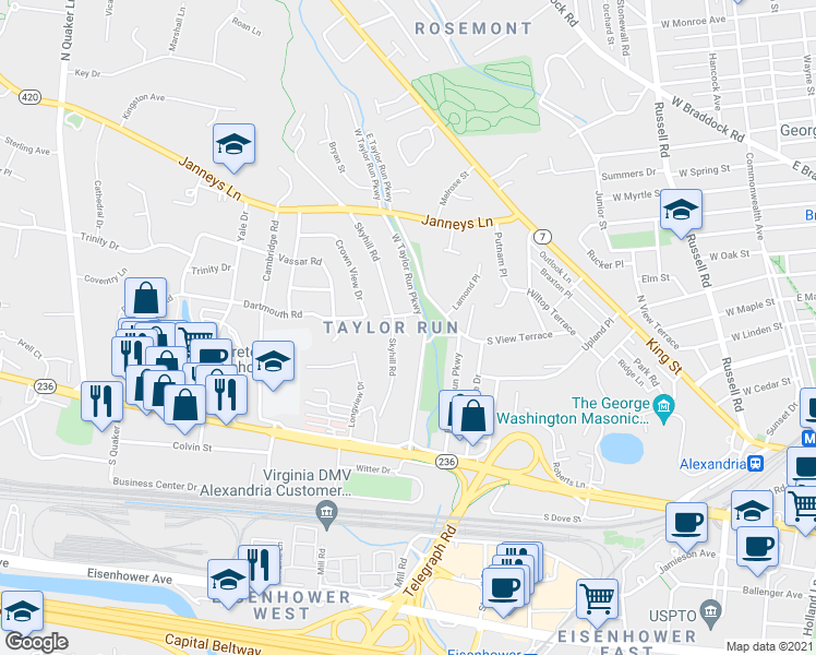 map of restaurants, bars, coffee shops, grocery stores, and more near 101 Independence Avenue Southeast in Washington