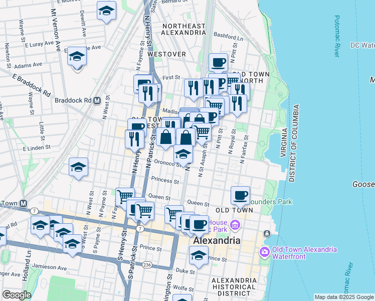 map of restaurants, bars, coffee shops, grocery stores, and more near 101 Independence Avenue Southeast in Washington