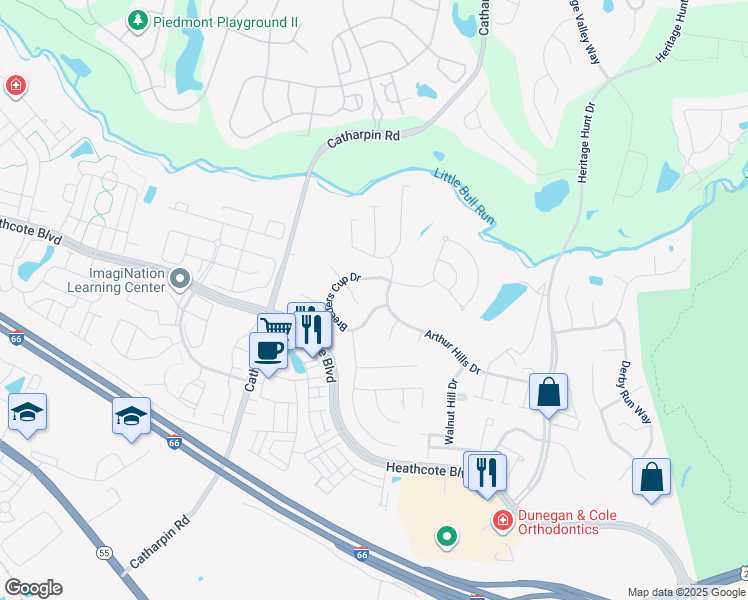 map of restaurants, bars, coffee shops, grocery stores, and more near 14077 Breeders Cup Drive in Gainesville