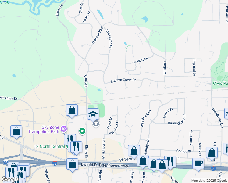map of restaurants, bars, coffee shops, grocery stores, and more near 34 Saint Nicholas Court in O'Fallon