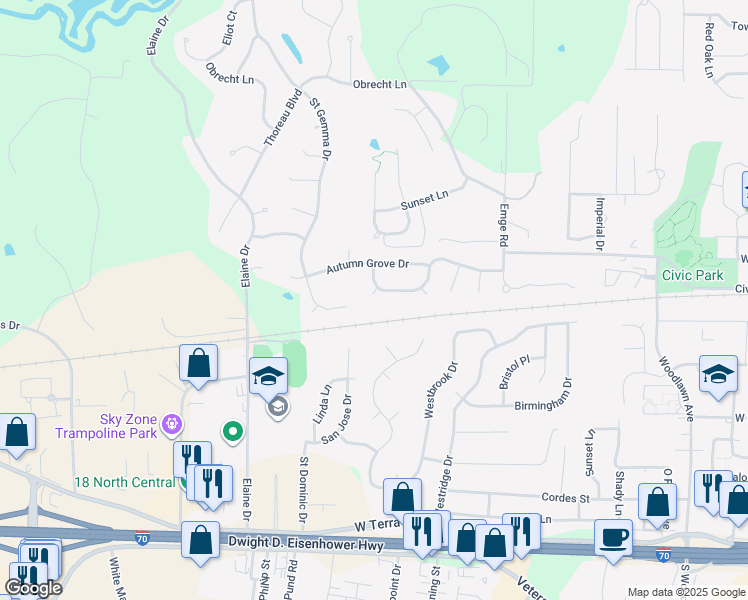 map of restaurants, bars, coffee shops, grocery stores, and more near 782 Autumn Valley Drive in O'Fallon