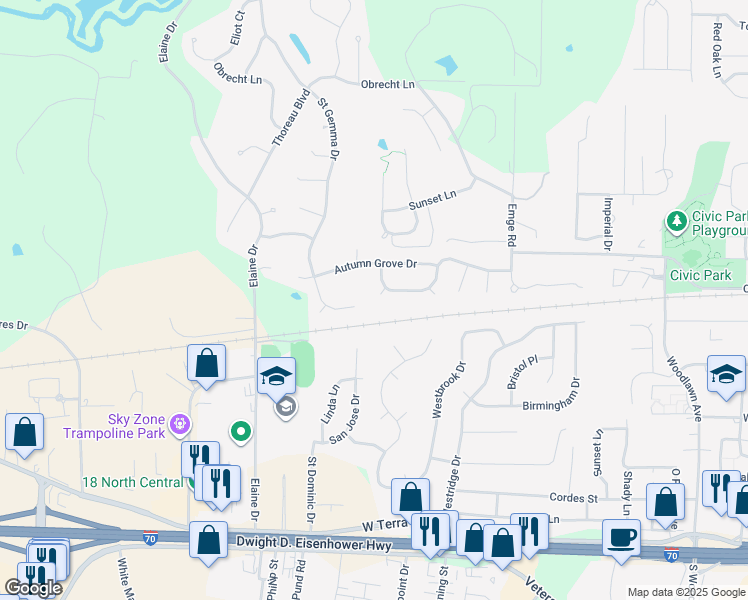 map of restaurants, bars, coffee shops, grocery stores, and more near 782 Autumn Valley Drive in O'Fallon
