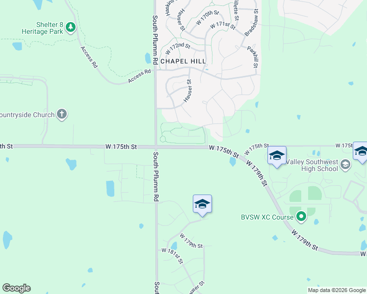 map of restaurants, bars, coffee shops, grocery stores, and more near 13304 West 175th Street in Overland Park