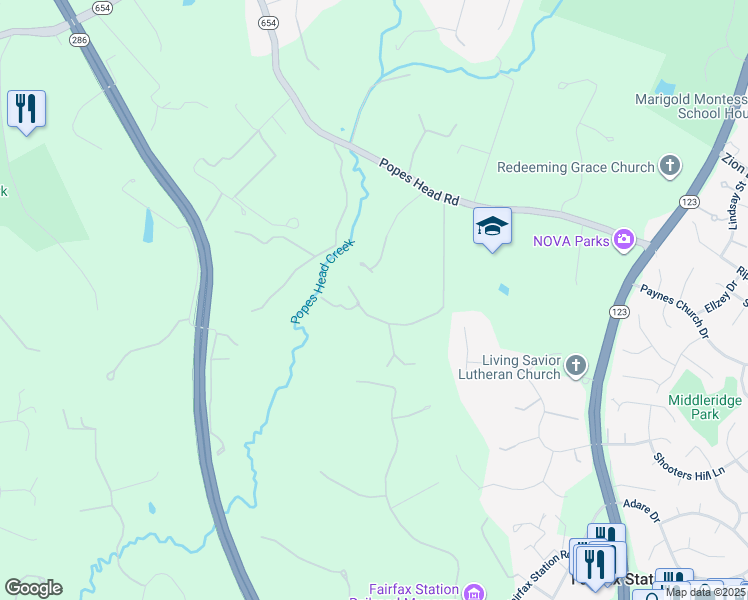 map of restaurants, bars, coffee shops, grocery stores, and more near 5524 Beech Ridge Drive in Fairfax