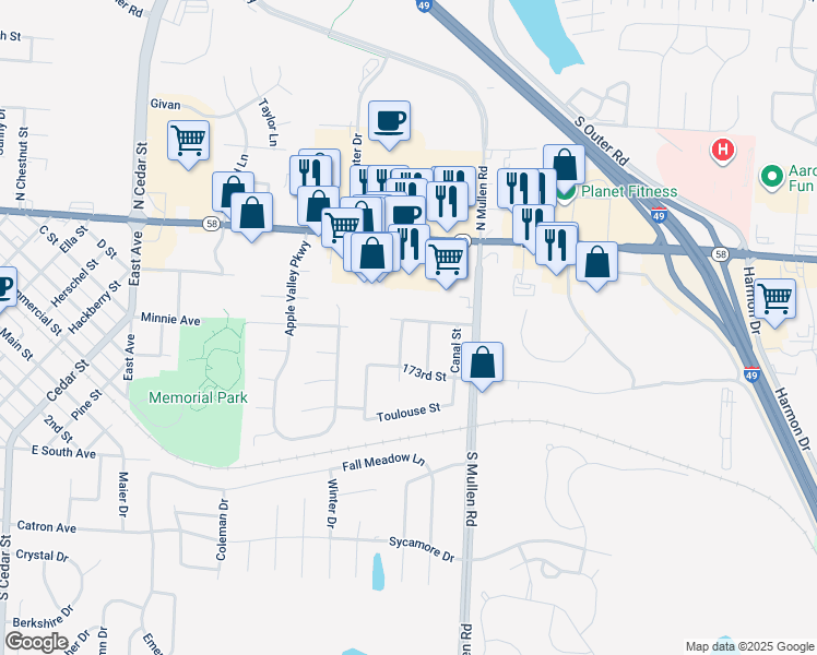 map of restaurants, bars, coffee shops, grocery stores, and more near 201 Conti Court in Belton
