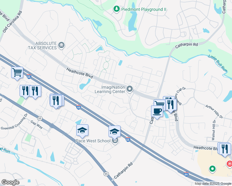 map of restaurants, bars, coffee shops, grocery stores, and more near 14352 Newbern Loop in Gainesville