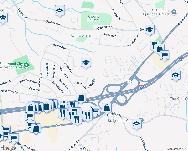 map of restaurants, bars, coffee shops, grocery stores, and more near 1908 Jarvis Avenue in Oxon Hill